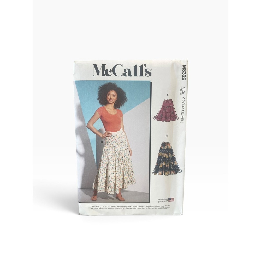 McCall's M8326 Misses Tiered Skirt Y (XSM-MED) Flowy Modern Sewing Pattern Uncut